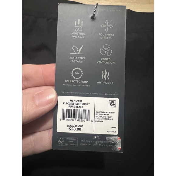 NWT VRST Men's XXL 5" Accelerate Running Brief Lined Short Pure Black MSRP $58 - Picture 3 of 8